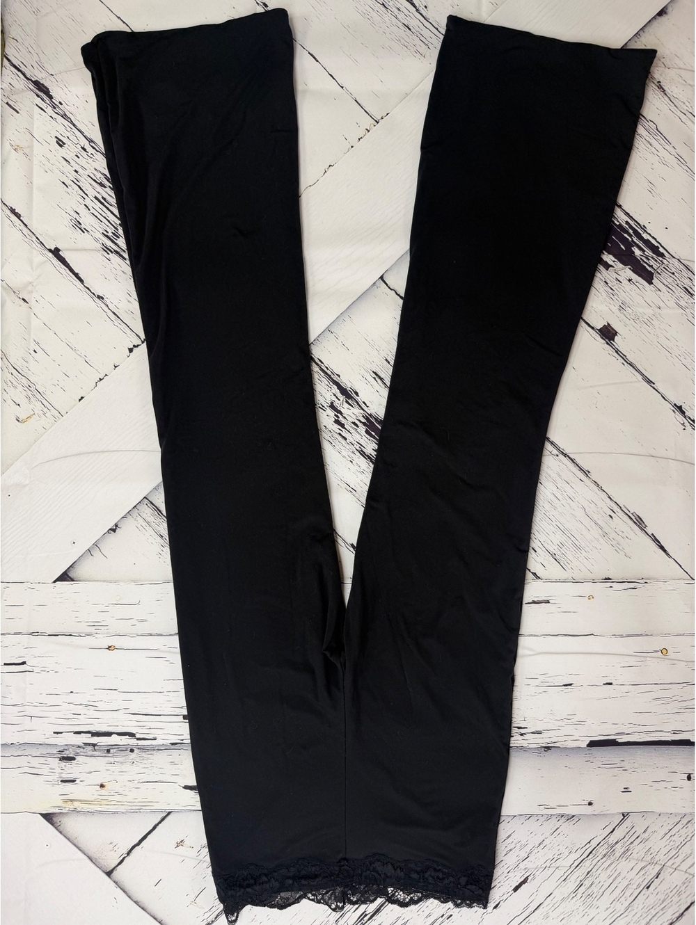 Festival Fairycore Black Lace Wide Leg Stretch Fitted Pants Women’s Small - Picture 6 of 6